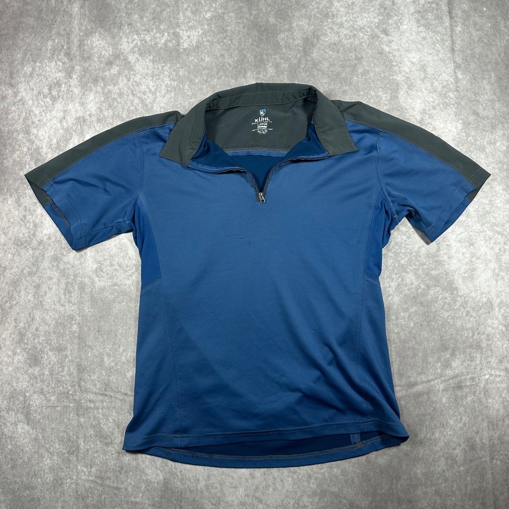 Kuhl Mens Large Shadow 1/4 Zip Shirt Blue Charcoal Golf Hiking Athletic Outdoors